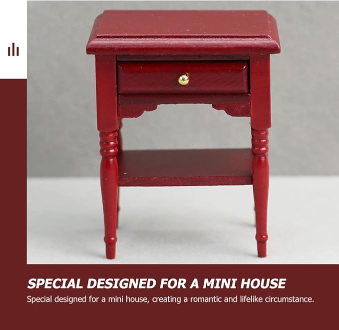 Toyvian Miniature Bedside Table 1 12 Scale Dollhouse Nightstand Model Mini Furniture Accessory for Doll House Decor 2.59X2.08X1.61 Inch