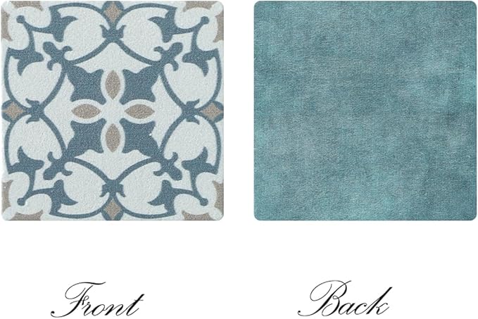 iLAND Dollhouse Flooring on 1/12 Scale 1/6 Scale, Miniature Dollhouse Accessories, 60pcs Double-Sided Dollhouse Floor Tiles (Luxury Rococo Floral & Blue Marble Tiles)
