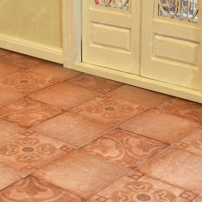 iLAND Dollhouse Flooring on 1/12 Scale 1/6 Scale, Miniature Dollhouse Accessories, 30pcs Double-Sided Dollhouse Floor Tiles (Classical Inlays & Marbling Pattern)