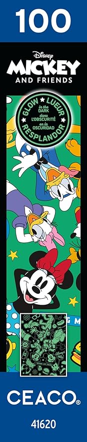 Ceaco - Disney - Mickey and Friends - Mickey Party of Six - Glow in the Dark -100 Piece Jigsaw Puzzle