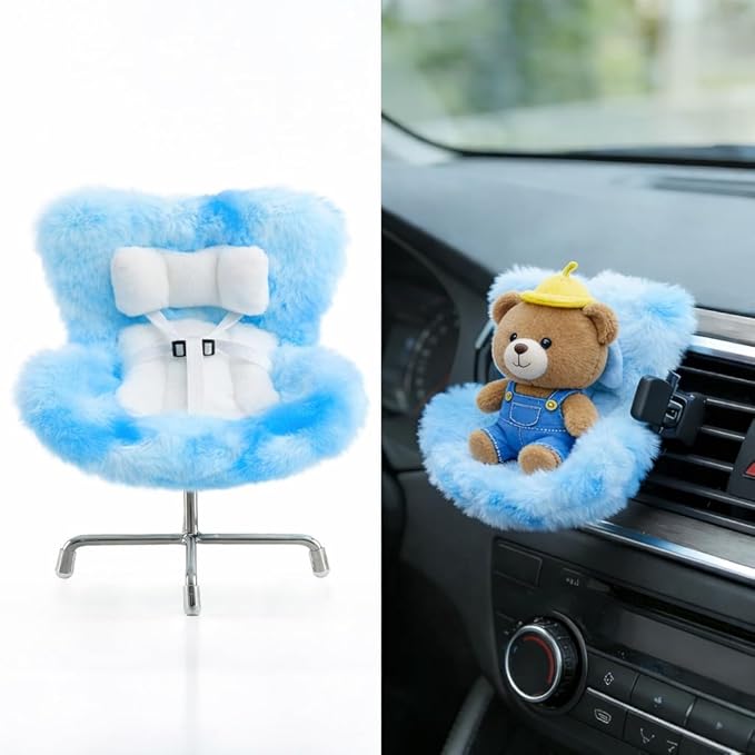 Ezcora Accessories for 10-17cm Dolls, Doll Car Seat with Clip onto Car Air Vent, Includes Seat Leg for Desktop Display (Blue Ombre)
