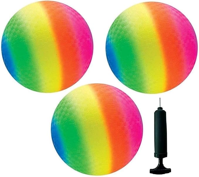 Toys+ 8.5 Inch Playground Balls Red, Blue, Green, Yellow and Rainbow!