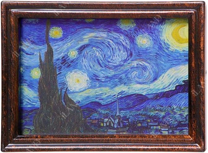 iland Miniature Dollhouse Accessories for Dollhouse Furniture on 1:12 Scale, Frames w/Printed Classic Impressionist Paintings Set (4 Frames & Impressionist Paintings)