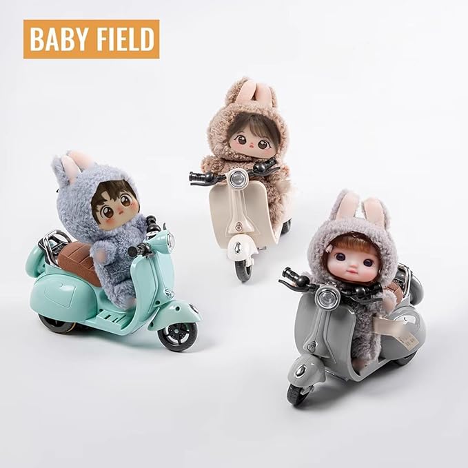Liotww Motorcycles Scooter Toy Doll - with Light and Music, Cute Have a Seat Doll Accessories, Decor Desktop Ornaments for Collectors (Gray)