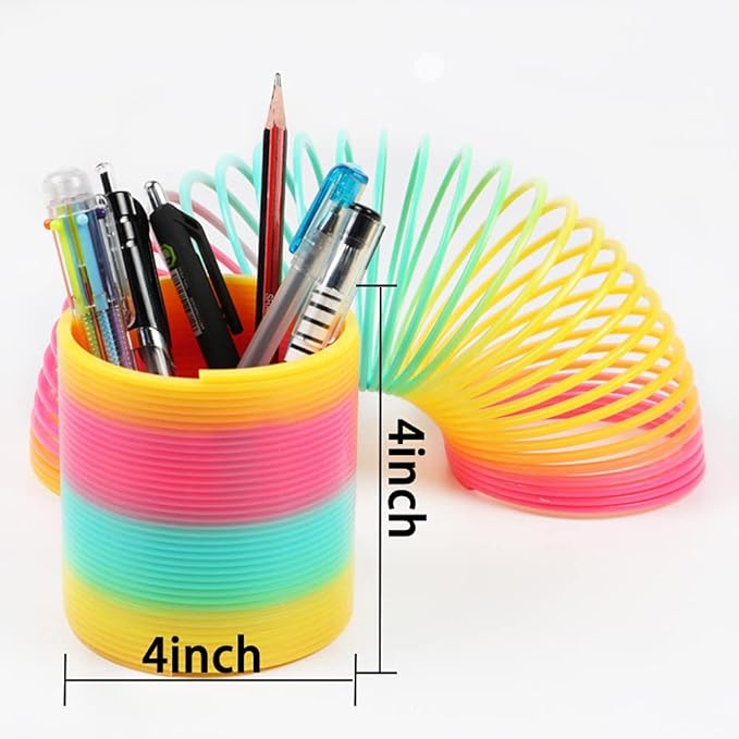 Jumbo Rainbow Coil Spring Toy,Magic Plastic Colored Coil Spring Classic Novelty Toy - Great Gift for Boys, Girls, Fun Birthday Party Favor, Novelty Gift - 4 x4 inch