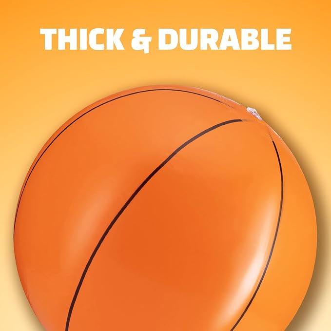Bedwina Inflatable Basketballs (Pack of 6) 16-inch, Beach Balls for Sports Themed Birthday Parties, Beach Pool Party Toys, Summer Games, Favors for Kids
