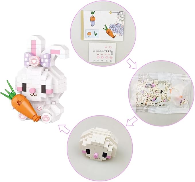 Pinkiwine 4 Pack Easter Building Block Toys for Kids Boys Girls Teens Easter Basket Stuffers Gifts