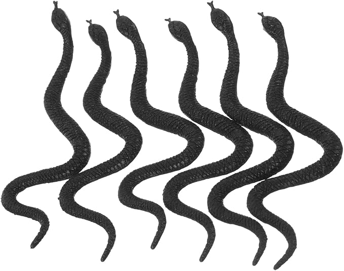 IMIKEYA 100Pcs Realistic Black Rubber Snakes - Fake Plastic Snakes for Halloween Pranks and Decorations