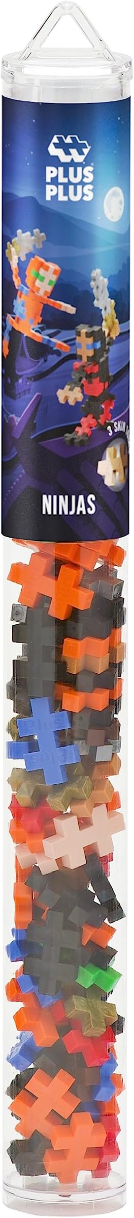 PLUS PLUS 3D Figure Building Block Set, Fun Stem Toys for Kids, 70 Interlocking Pieces - Ninjas Mini Maker Tube