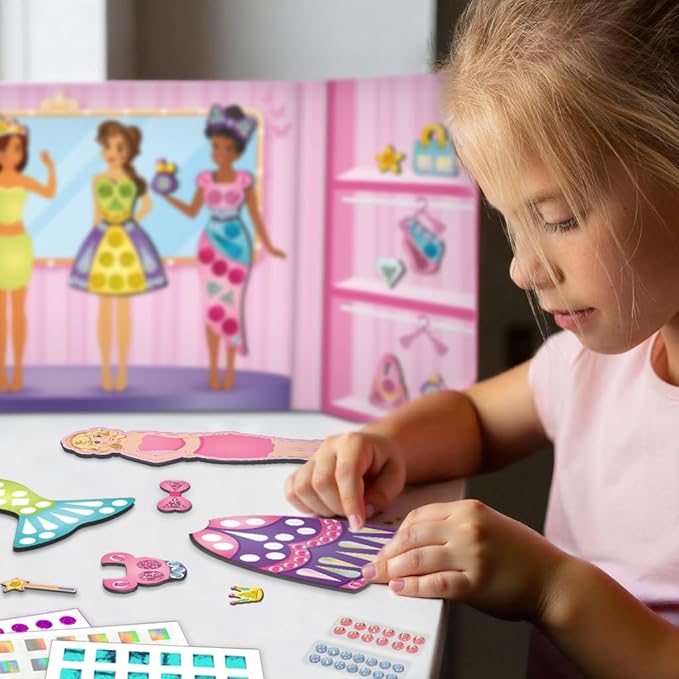 Imagimake DIY Magnetic Dress-Up Princess | 30 Dresses & Accessories | Mix & Match Pretend Play Magnetic Toys | Games for 3 Year Olds | Easter Basket Stuffers | 3,4,5,6 Year Old Girl Birthday Gift