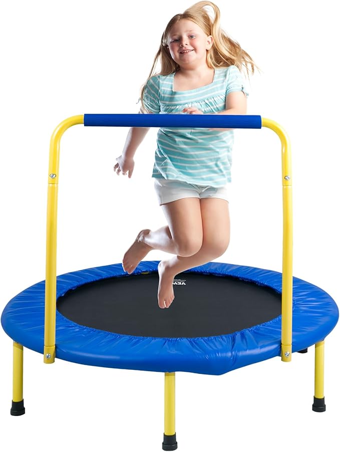 VEVOR 3FT Trampoline for Kids, 36" Trampolines Indoor/Outdoor Trampoline for Toddlers, Foldable Mini Baby Jump Toy with Foam Handle, Recreational Trampolines Birthday Gift for 3+ Years Kids