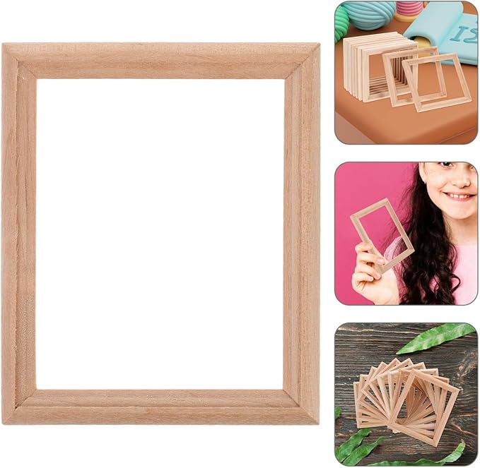 EXCEART 10pcs Mini Photo Frame Model House Decorations for Home Window Decor for Home Furniture Wood Crafts Wooden Dollhouse Miniature Photo Frame Household Products Doll House