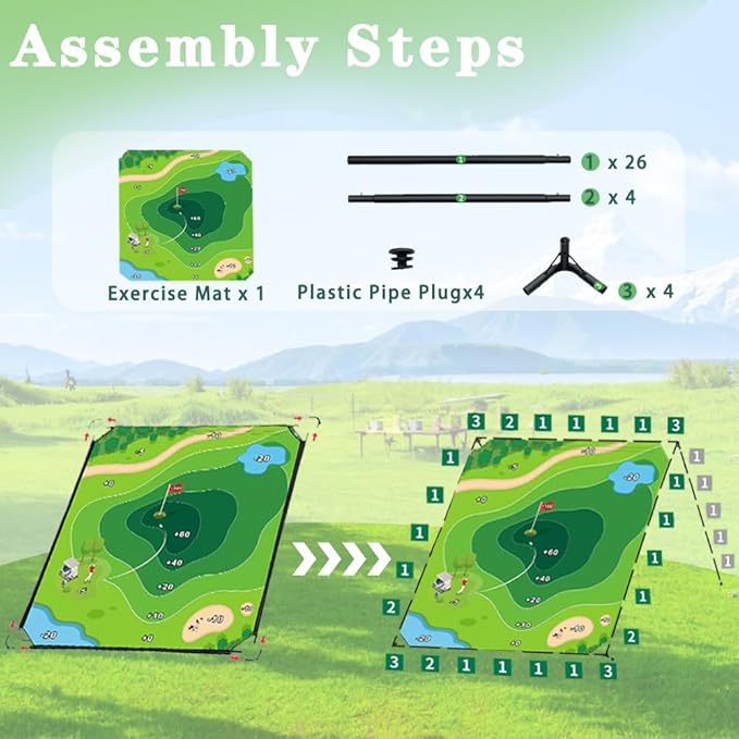 71 X 71 in Golf Chipping Game with Large Hitting Mat, 20 Sticky Balls, 1 Scoreboard, 2 Adjustable Golf Clubs, 1 Storage Bag, Portable and Easy-to-Setup Yard Shooting Range Game for Adults Kids