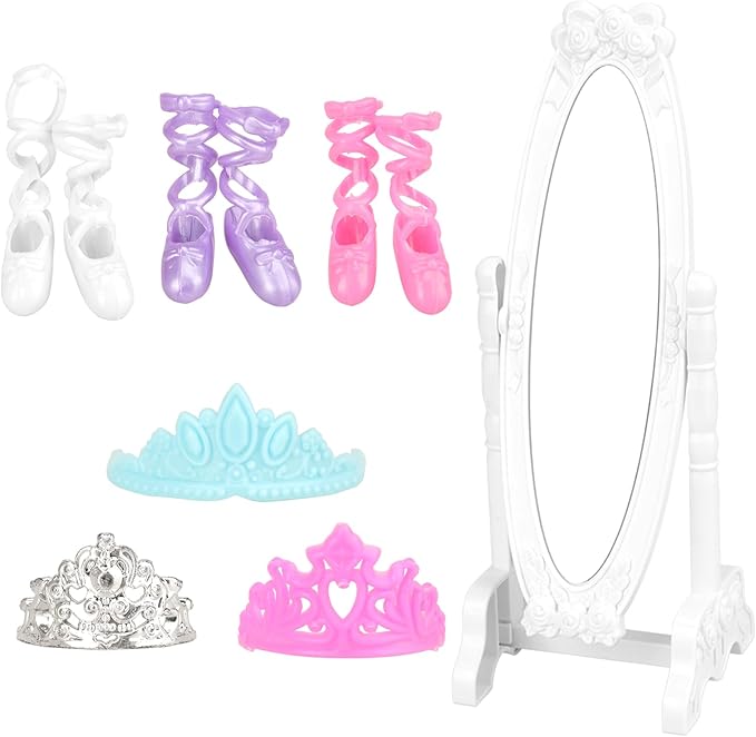 BARWA 3 Sets Ballerina Doll Clothes Ballet Outfits Dance Dresses Costume Mirror Tutu Skirt with 3 Shoes 3 Crown Accessories for 11.5 inch Girl Doll