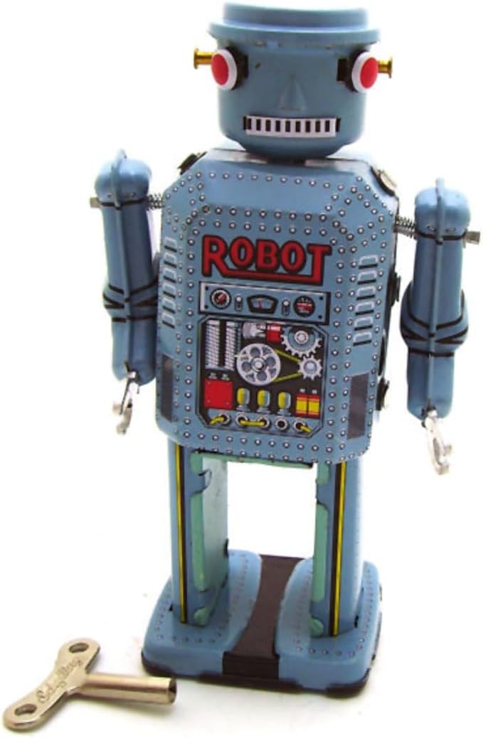 Charmgle Big Eyed Robot Tin Toy Wind-up Walking Robot Adult Collection Retro Toy Party Favor Home Decoration MS416