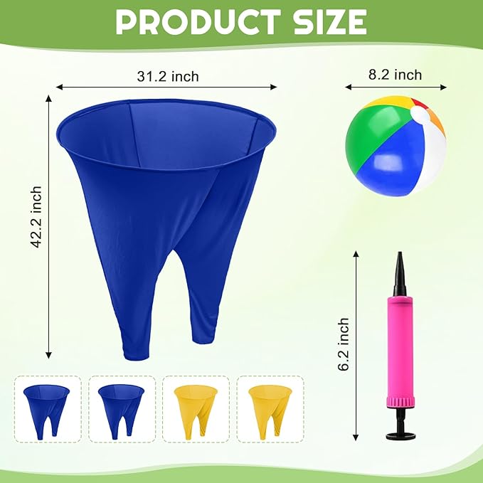 Granny Pants Outdoor Games 4 PCS Fun Party Game Pants with 16 Bouncy Balls and 1 Air Pump (Random Colors), Granny Pants Yard Game for Adults and Family Reunion Party Field Game Set
