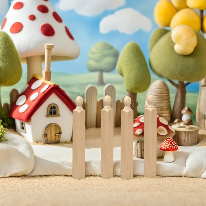 Totority 4Pcs Miniature Dollhouse Newel Posts Wood Pillars 3.14In DIY Accessories for 1 12 Scale Doll House Stairs Porch Furniture Decoration