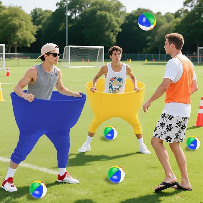 Granny Pants Outdoor Games 4 PCS Fun Party Game Pants with 16 Bouncy Balls and 1 Air Pump (Random Colors), Granny Pants Yard Game for Adults and Family Reunion Party Field Game Set