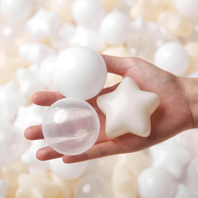 TRENDPLAY Star Ball Pit Balls for Toddlers -50 100 200 Count Star Balls Different Shapes, Non-Toxic Plastic Balls for Safe Play, Boys Girls Festival Party Decoration