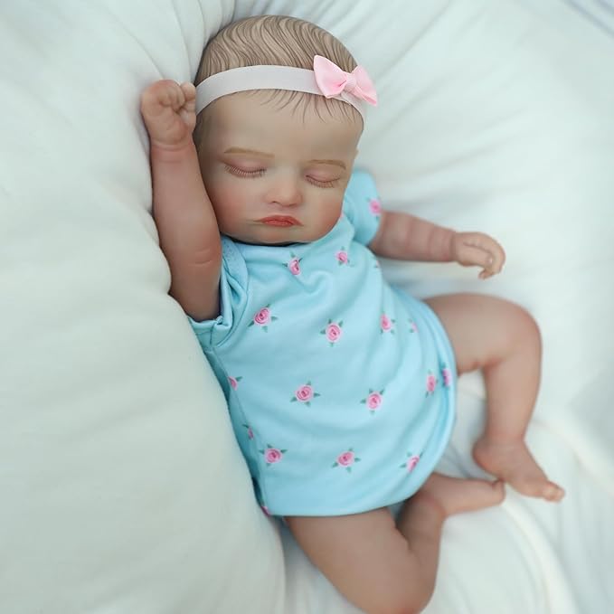KSBD Realistic Reborn Baby Dolls - 18 inch Rosalie Newborn Baby Sleeping Girl, Cloth Body Poseable Real Life Baby Dolls Birthday Gift for Kids Age 3+…