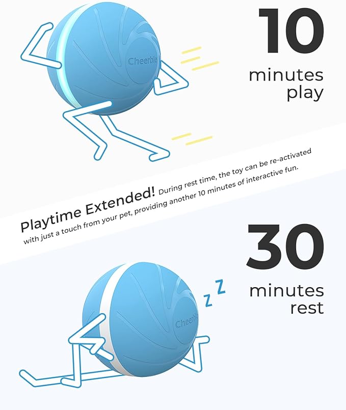 Cheerble [Replaceable Shell Intelligent Interactive Dog Toy Ball with LED Lights, Wicked Ball W1, 3 Interactive Modes, Active Rolling Ball, Self Moving