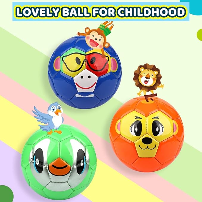 Dilabnba Kids Mini Soccer Balls, 3PCS Toddlers Football Toys, Soft Sport Indoor Outdoor Ball for Girls Boys 3-8 Years Old with Pump, Parties and Operation Christmas Child Shoebox