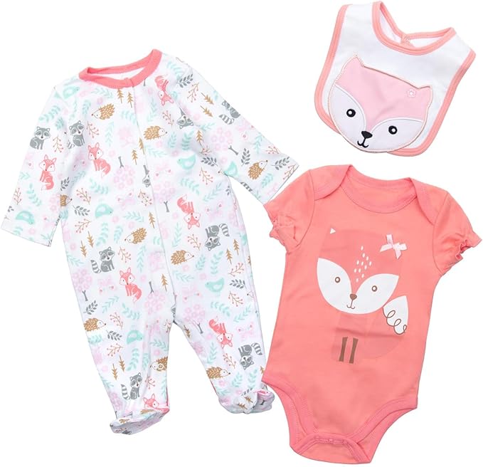 Reborn Girl Doll Clothes Red Fox Suit for 20- 22 inch Reborn Baby Doll Matching Outfit Accessories 3pcs