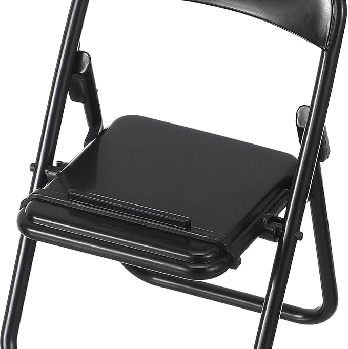 Gadpiparty 12pcs Mini Chairs for Crafts, Mini Folding Chair, Action Figure Accessories Phone Holder Stand Doll Dollhouse Decoration Miniature Furniture Black