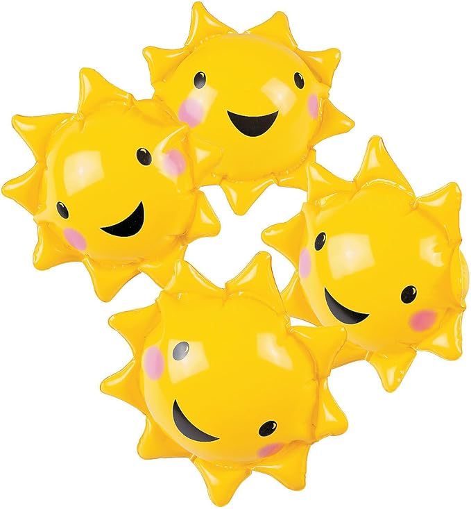 Fun Express Mini You are My Sunshine Beach Balls 12 Pack - Pool Toys for Kids Ages 4-8 & Toddlers | Inflatable Party Favors for Birthday & Summer Fun | Bulk Beach Ball Set for Pool Party Supplies