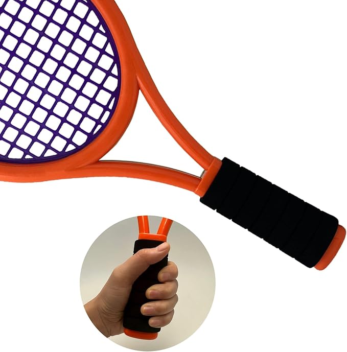 Crefotu Kid Tennis Racket Set for Toddler,Children,Sponge Handle, includes 6 Badminton, 1 Tennis Ball, Bag and 2 Balls - Increase Children's Sports,Improve Tennis Skills