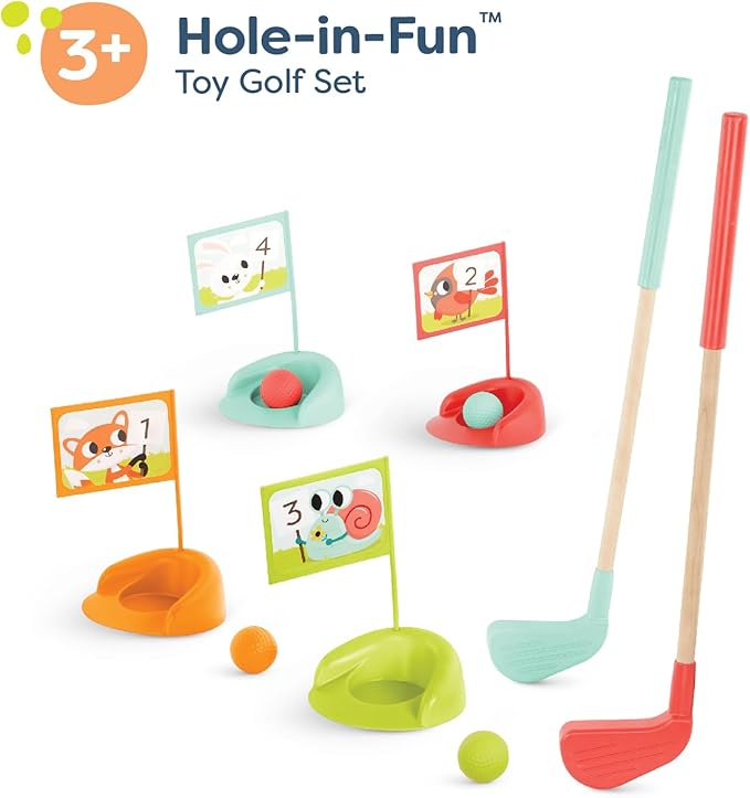 B. toys – Wooden Golf Set for Toddlers with Storage Bag – Sports & Outdoors Pretend Play Toy – 15 Pieces Set – 3+ Years