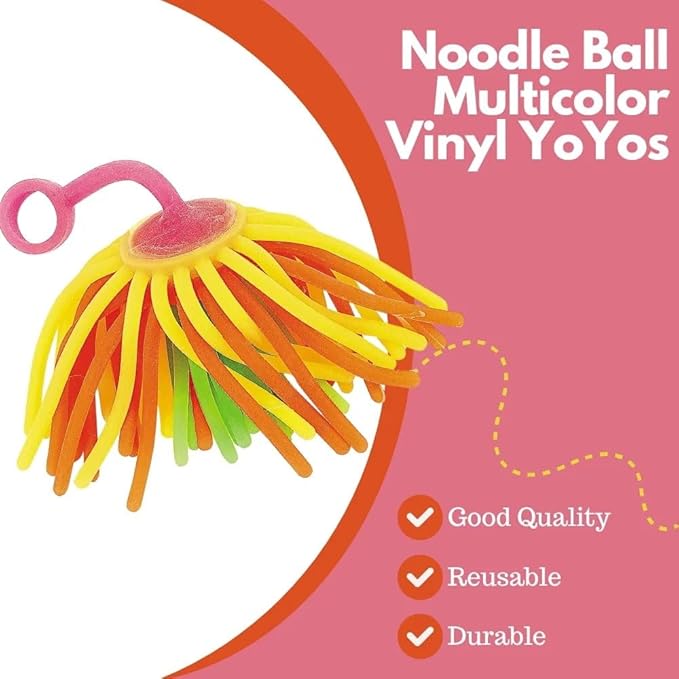 Fun Express Neon Large Stretchy Noodle Ball Yo Yos Party Favor Toys - Multicolor (Set of 12)