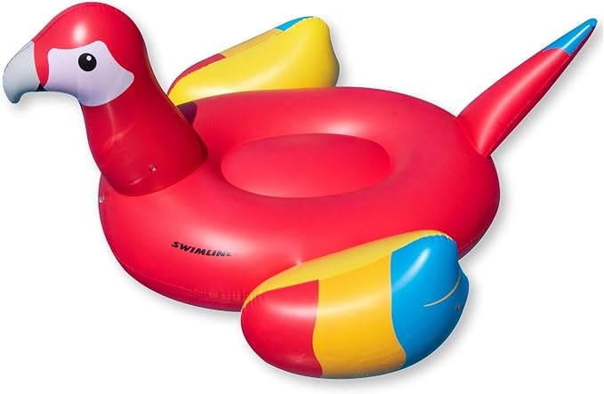 SWIMLINE ORIGINAL 90629 Giant Inflatable Parrot Pool Float | Colorful Ride-On Raft with Stable Wings & Legs | Lounge Floatie Perfect for Parties & Lounging