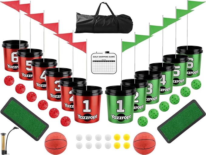 Giant 3-in-1 Outdoor Backyard Party Game Set – Bucket Golf, Yard Pong Basketball & Toss Games – Large Outdoor/Indoor Lawn Games for Adults & Families, Beach & Camping