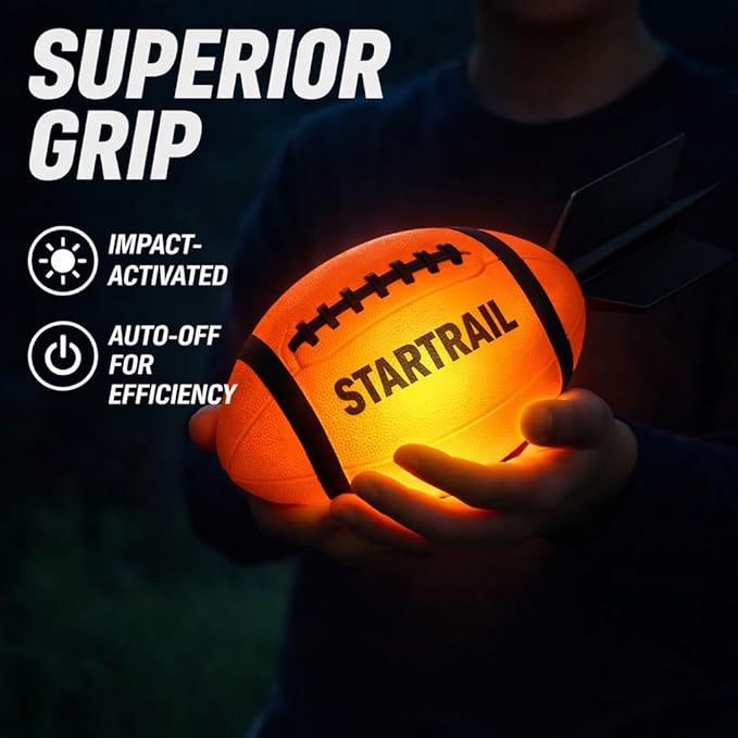 Glow in The Dark Football | Rechargeable Ultra-Bright LED Light-Up Football for Kids & Teens Ages 6+ | Outdoor Fun for Evening Play, Camping & Beach Games