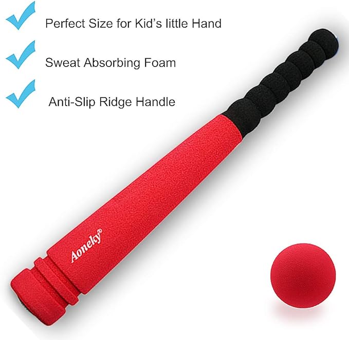 Aoneky Mini Foam Baseball Bat and Ball for Toddler, 16.5 inch