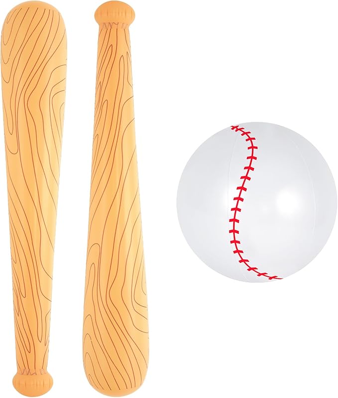 Inflatable Baseball Set, Ball Baseball and Inflatable Baseballs Bat, Baseballs Party Decoration for Kid Adult Pool Beach Party Favors