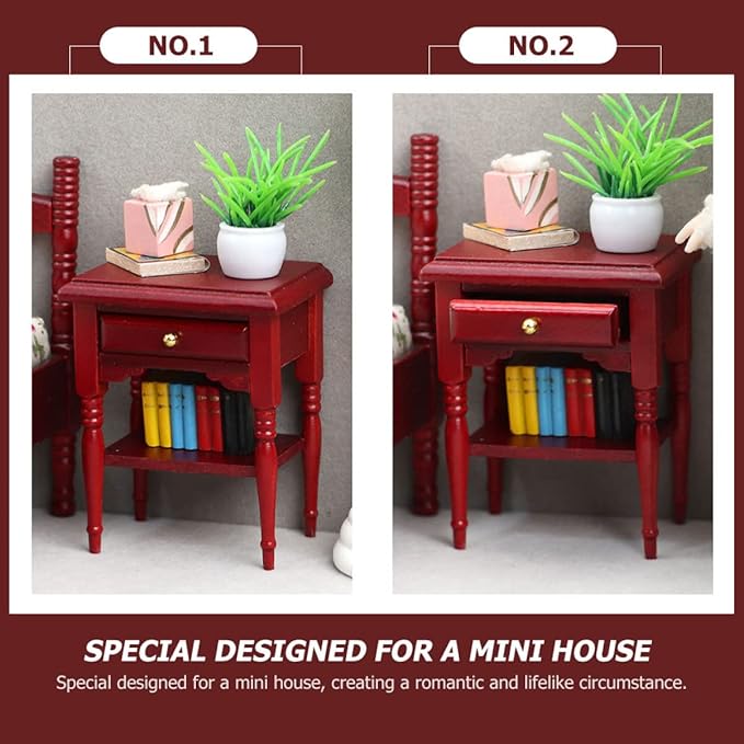 Toyvian Miniature Bedside Table 1 12 Scale Dollhouse Nightstand Model Mini Furniture Accessory for Doll House Decor 2.59X2.08X1.61 Inch