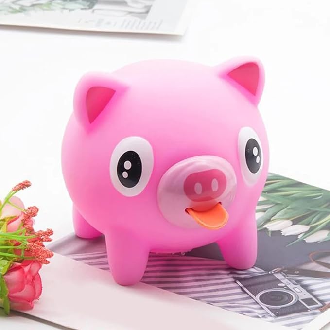 LUOZZY Stick Out Tongue Talking Toys Stress Anxiety Relief Pig Toy Party Favor Class Desk Decorations (Pink)