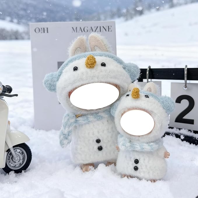 Clothes for 17cm Doll, 3 pcs Set Doll's Outfits Luxury Dress Crochet Caps Headset Scarf Sweater Accessories Fashion Stylish Adorable Dolls Clothes (No Doll) (Big Narwhal White)