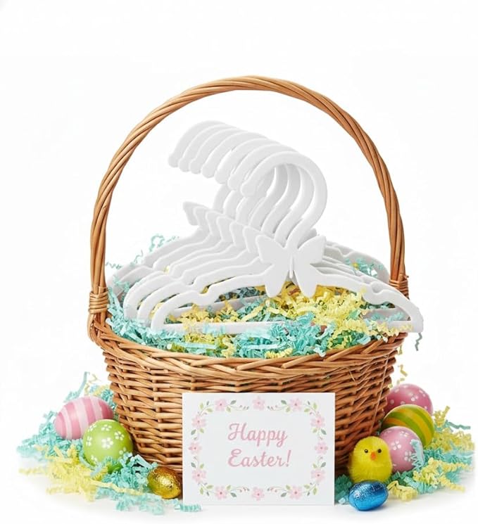 Doll Clothes Hangers for 18" Dolls -Set of 12 White Butterfly Hangers- Unique Design Compatible w American Girl Outfit Accessory Coat Hangers, Holds Shirt, Pants, Skirt - Gifts for Girls Kids Birthday