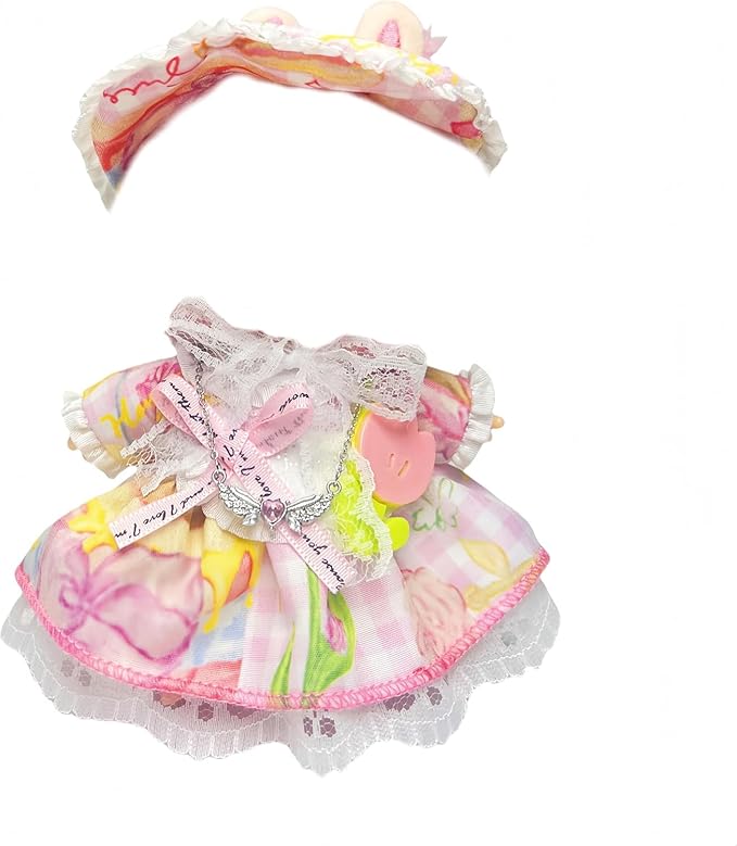 Used for Labubu Doll Outfit Clothes Designer Set,Compatible with Labubu Clothe Accessories for Doll (Pink tulip-0425)