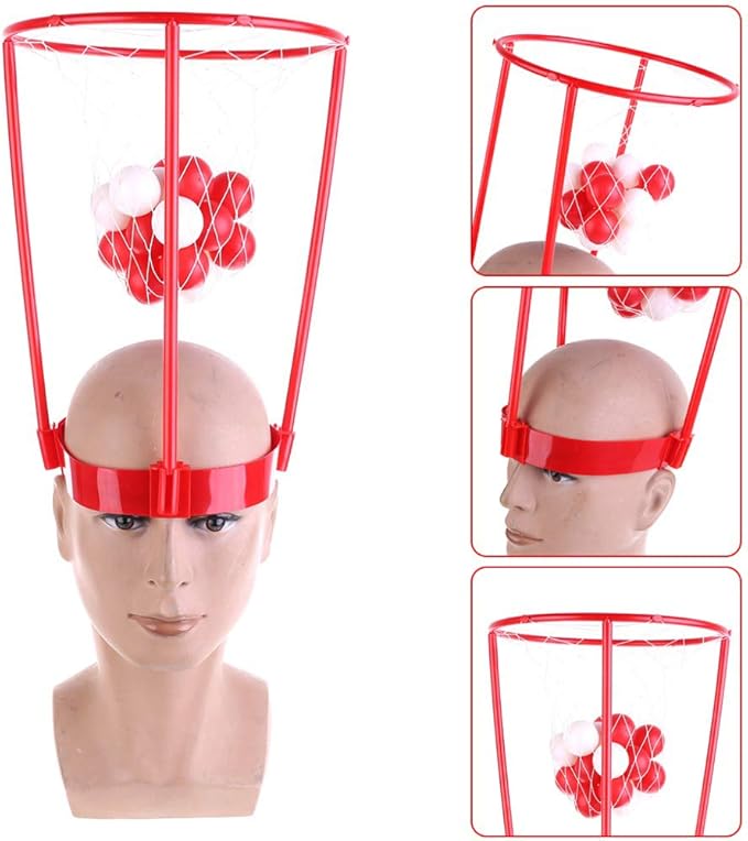 2 Pack Head Hoop Basketball Party Game for Kids and Adults, Adjustable Basket Net Headband with 20 Balls for Carnival Party Birthday Party Family Indoor Outdoor Game