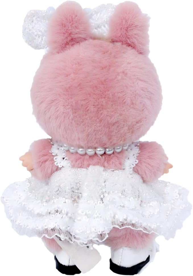 17cm Doll Clothes Sets(No Doll) White Shining Dress Outfits Handcrafted Designer Clothing Including Dress,Shoes,Bow Hair Accessory,Pink Necklace