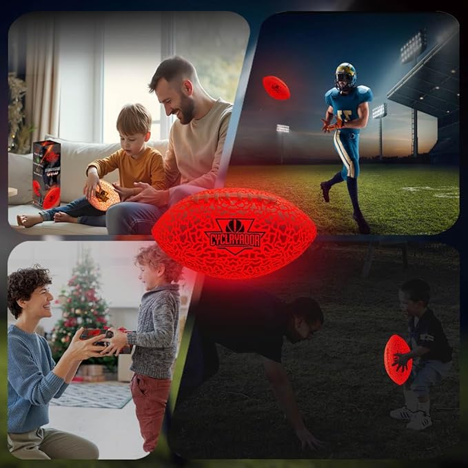 Glow in The Dark Kids Football #6 Rechargeable Light-Up Youth Pool Football,Ideal Gift for Ages 6-15