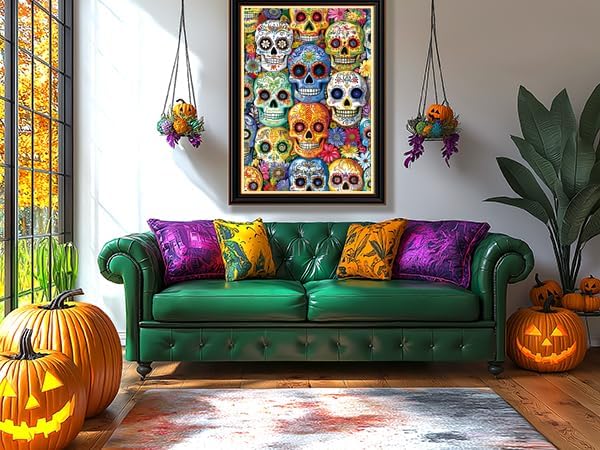 Mexican Day of the Dead (Dia de Los Muertos) 1000 Piece Puzzles for Adults, Artistic Skull Flower for Adults Puzzle, for Gifts Birthday Party Games Family, 27.5 * 19.7 inch Dust Free Puzzle