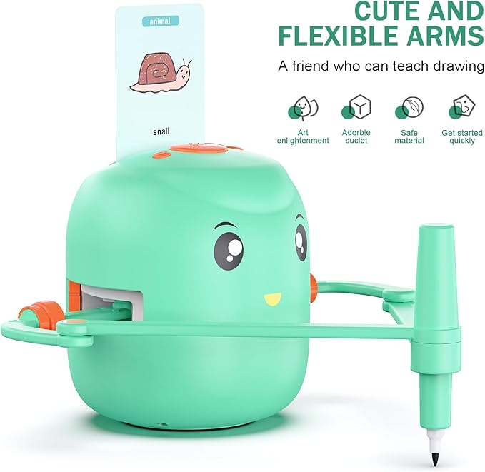 Smart Drawing Robot for Kids,Montessori Educational Painting Toy for 5+ with Voice Interaction&16 Color Pens,Magic Drawing Robot with 150 Learning Word Cards ,Ideal Gift for 5+ Year Old Boys Girls