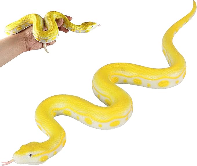 LRCXL Realistic Fake Snakes Toy Soft Rubber Snakes to Keep Birds Away - Python Snake Toys for Garden Props to Keep Birds Away, Scare Squirrels, Mice, Pranks Halloween Decoration Props