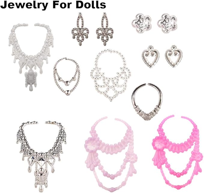 BARWA 40 PCS Doll Accessory Bags Crown Necklace Comb for 11.5 inch Doll Xmas Gift
