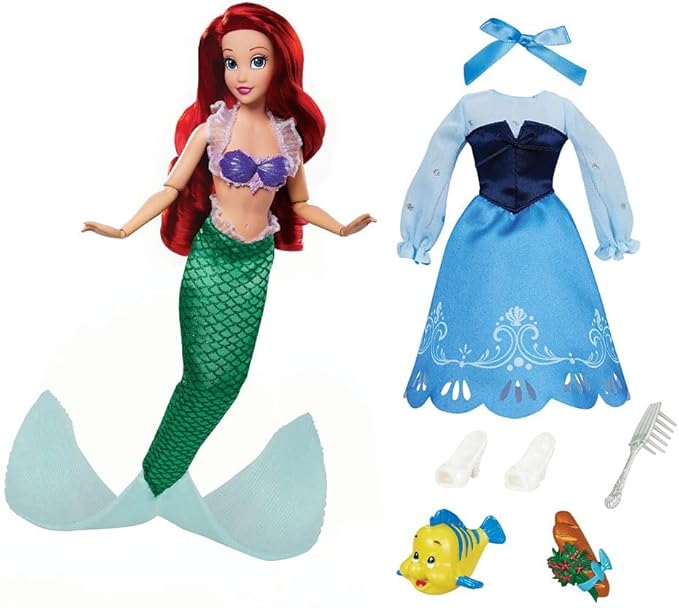 Disney Store Official Ariel Story Doll - 11 Inches - Includes Coloring Book and Additional Dress, Princess Doll in Classic Outfit, Disney Princess Toys for Girls